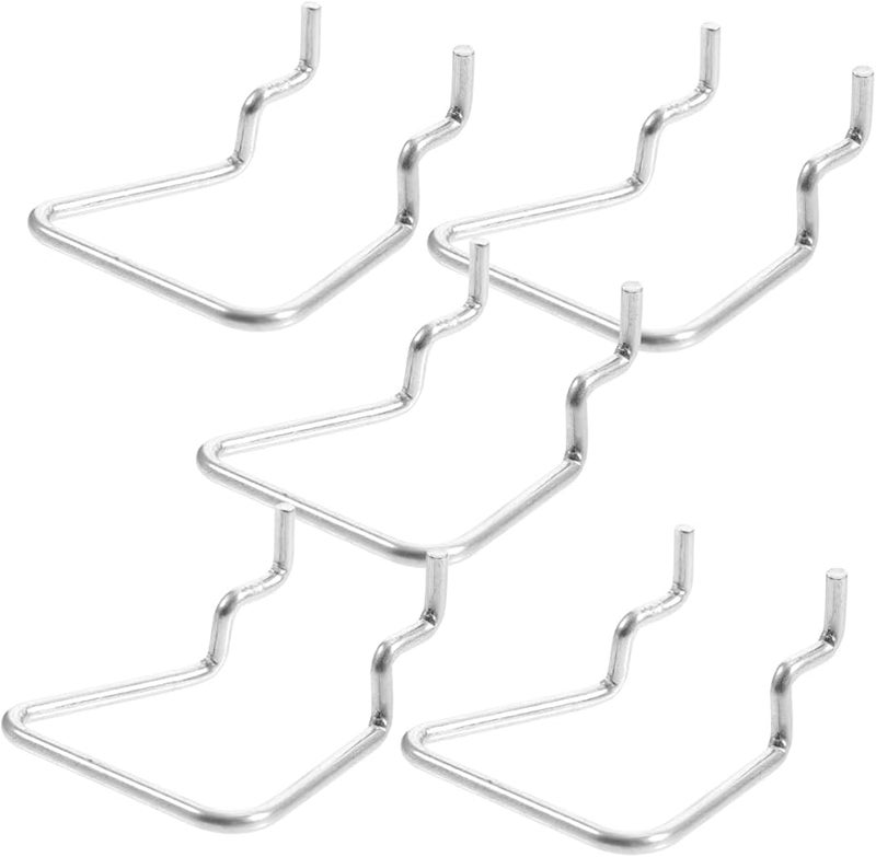Silver Pegboard Hooks 5pcs Metal Tool Organizer Storage Garage Cup Holder 5X4 5CM - Image 1